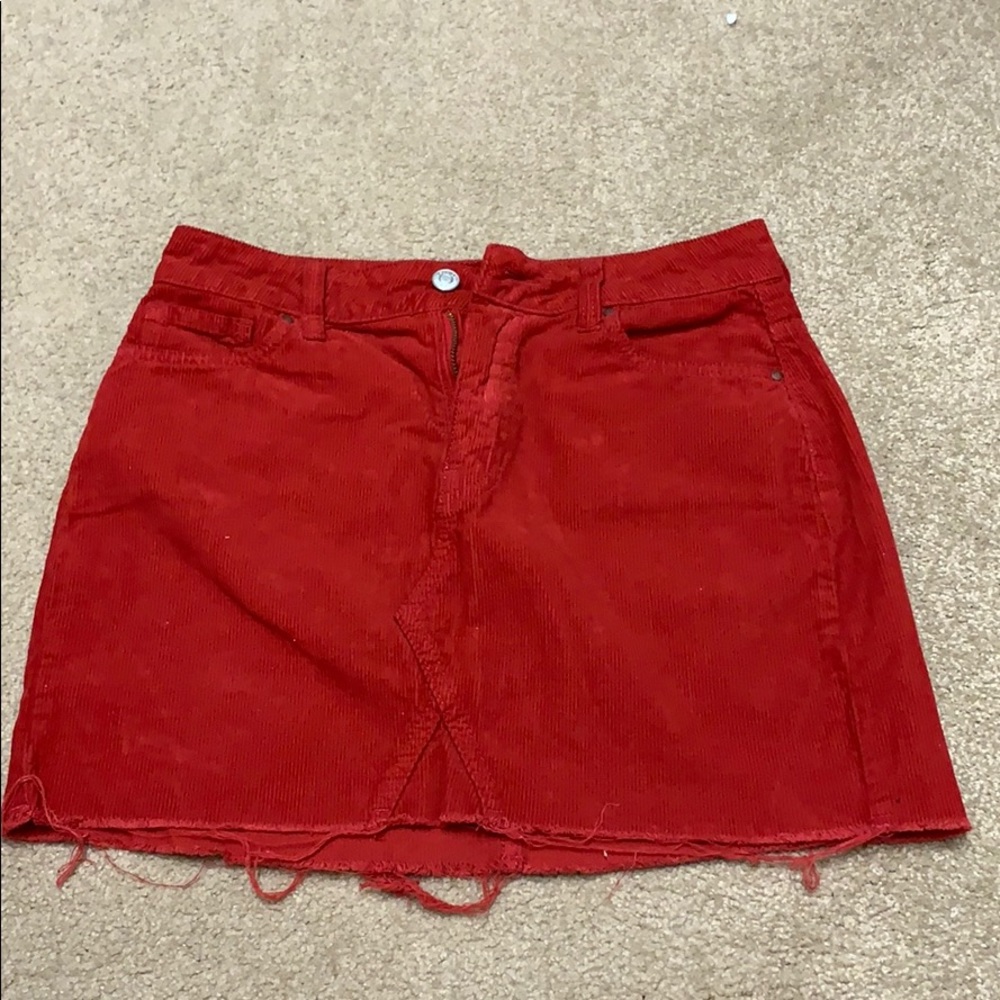 PACSUN Red Corduroy Skirt